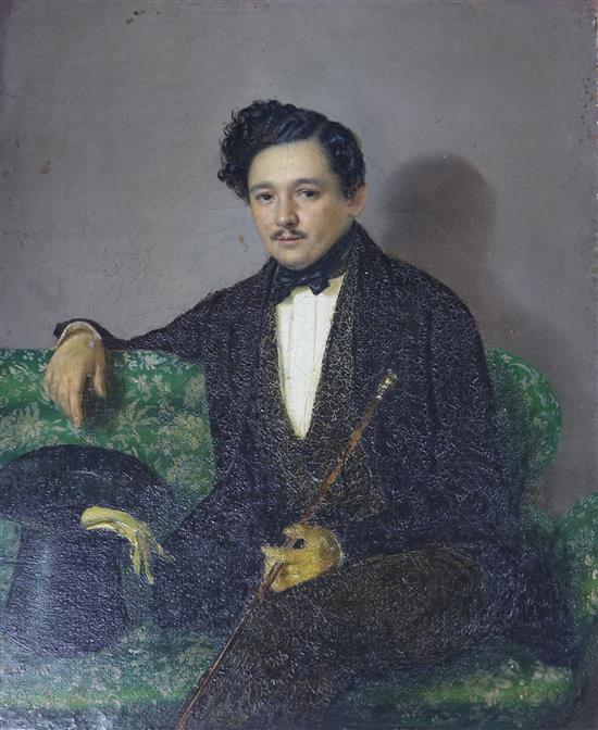 A 19th century Continental School, oil on canvas, Portrait of a gentleman by repute Russian 24 x 20cm unframed